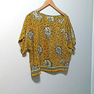 Silk Wabi Sabi Yellow Foral Top